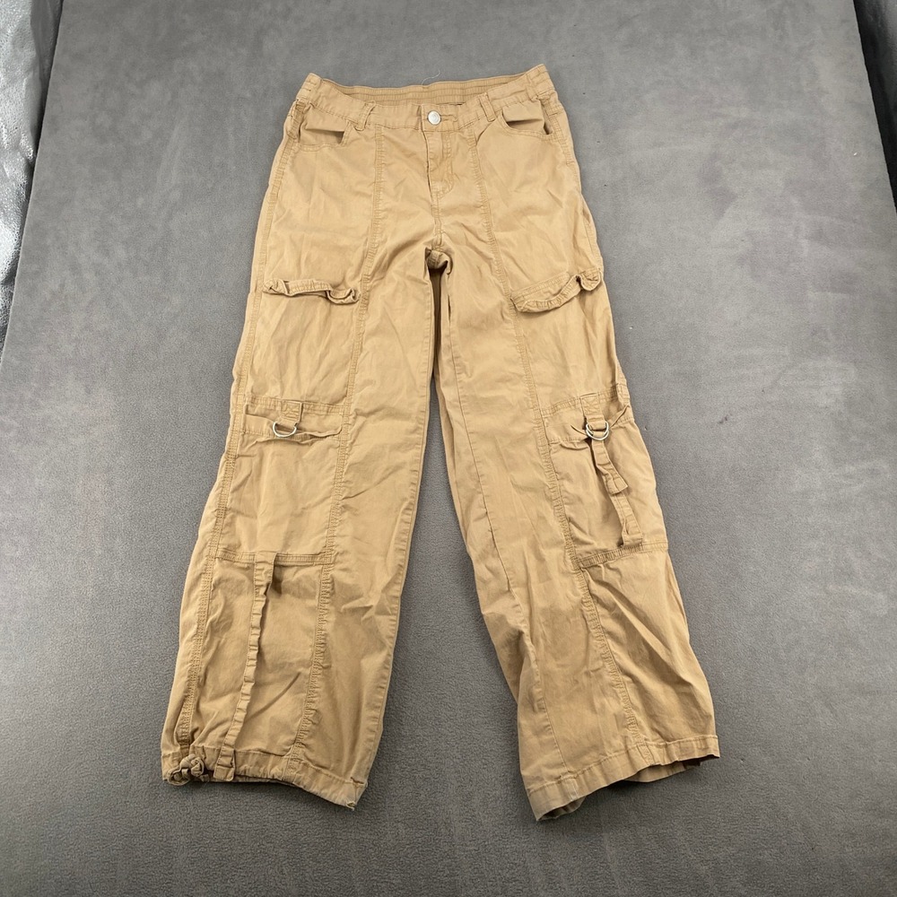No Boundaries Khaki Baggy Cargo Pants Y2K Tan Utility Trousers Small 4-6